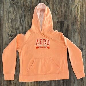 Aeropostale Hooded Sweatshirt Womens Juniors Med Tomboy Fit Orange Hoodie *FLAWS